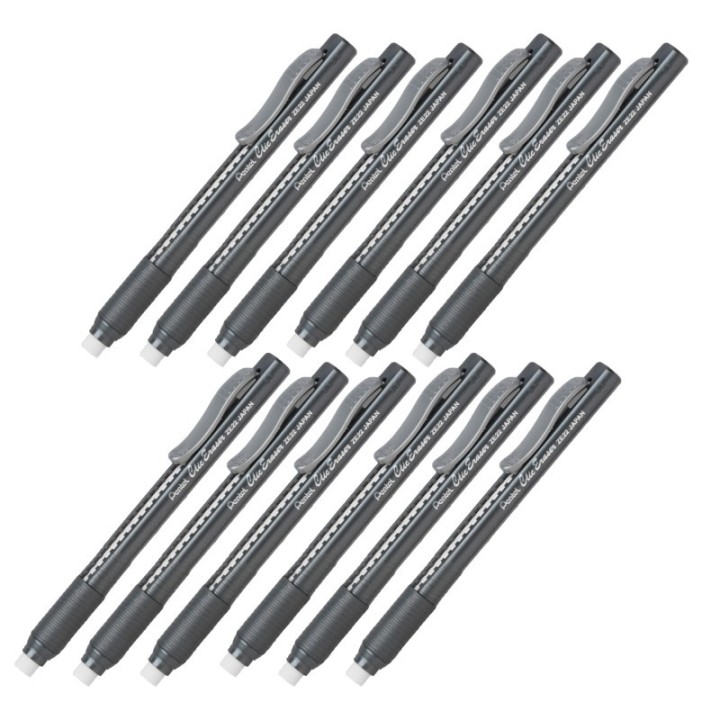 Pentel® Clic Eraser Grip, Black Barrel, Pack of 12