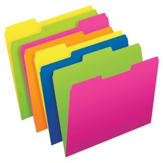 Pendaflex® Twisted Glow File Folders, Letter Size, Assorted Colors, 1/3 Cut, Pack of 12