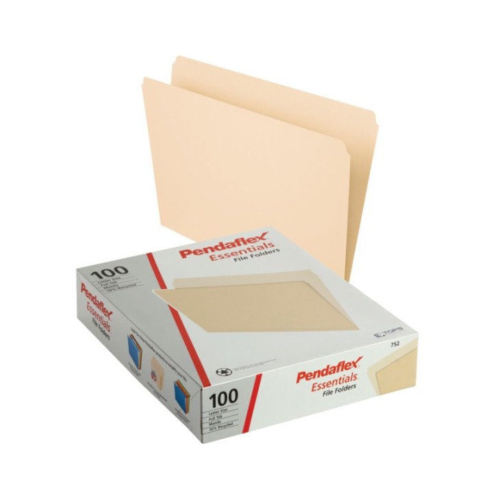 Pendaflex® File Folders, Letter Size, Manila, Straight Cut, Box of 100