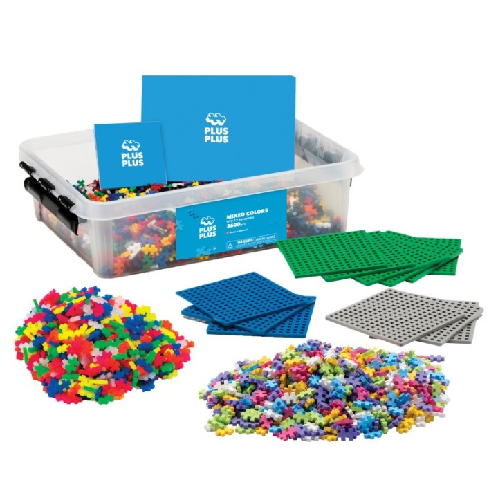 Plus-Plus® Plus-Plus® School Set, Assorted Colors, 3600 Pieces with 12 Baseplates