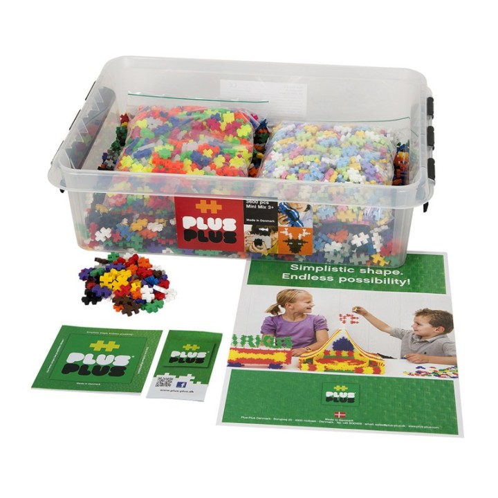 Plus-Plus® Building Blocks School Set, Basic, Neon, & Pastel Colors, 3600 Pieces