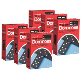Pressman Double Six Wooden Dominoes Game, 6 Packs