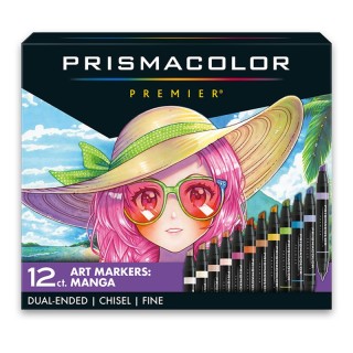 Prismacolor® Premier® Dual-Ended Art Markers, Chisel Tip and Fine Tip, Manga Colors, 12 Count