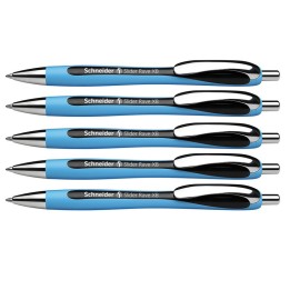 Schneider® Rave Retractable Ballpoint Pen, ViscoGlide Ink, 1.4 mm, Black, Pack of 5