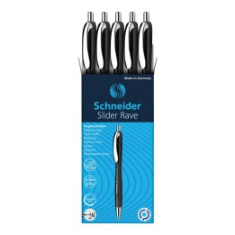 Schneider® Slider Rave XB Retractable Ballpoint Pens, Black Barrel/Blue Ink, Box of 5