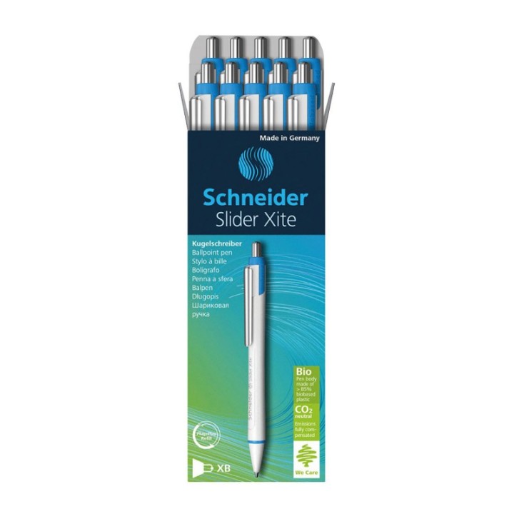 Schneider® Slider Xite XB Refillable + Retractable Ballpoint Pen, 1.4 mm, Blue Ink, Box of 10 Pens