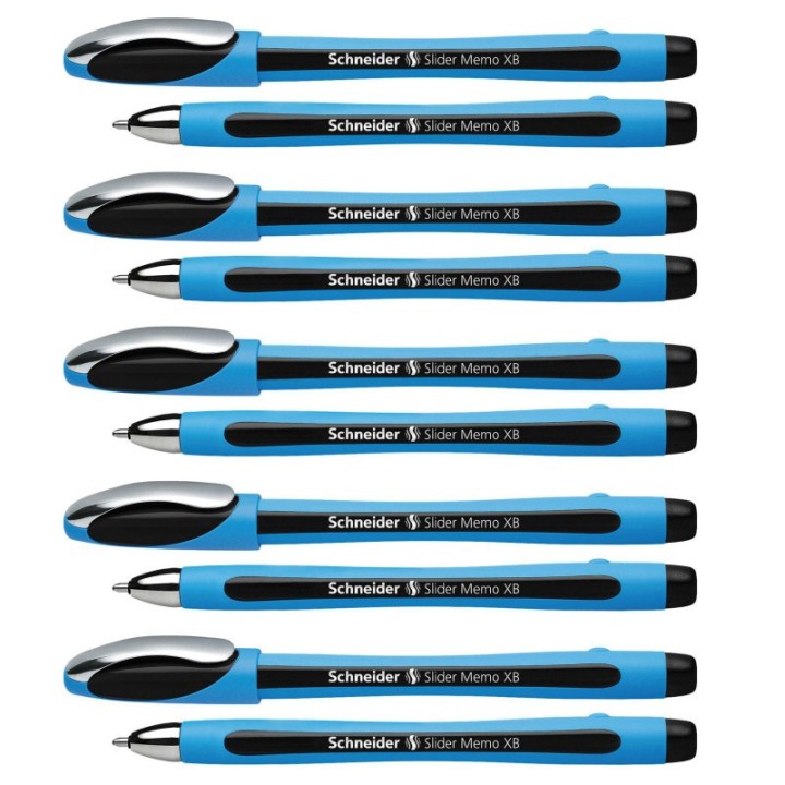 Schneider® Slider Memo Ballpoint Pen, Viscoglide Ink, 1.4 mm, Black, Pack of 10
