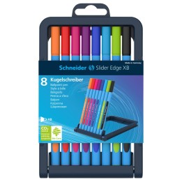 Schneider® Slider Edge XB Ballpoint Pen, 1.4 mm, 8 Assorted Ink Colors in Adjustable Case Stand