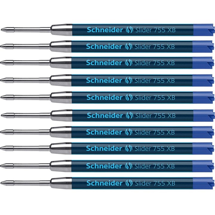 Schneider® Slider 755 XB Ballpoint Pen Refill, Viscoglide Ink, Blue, Pack of 10