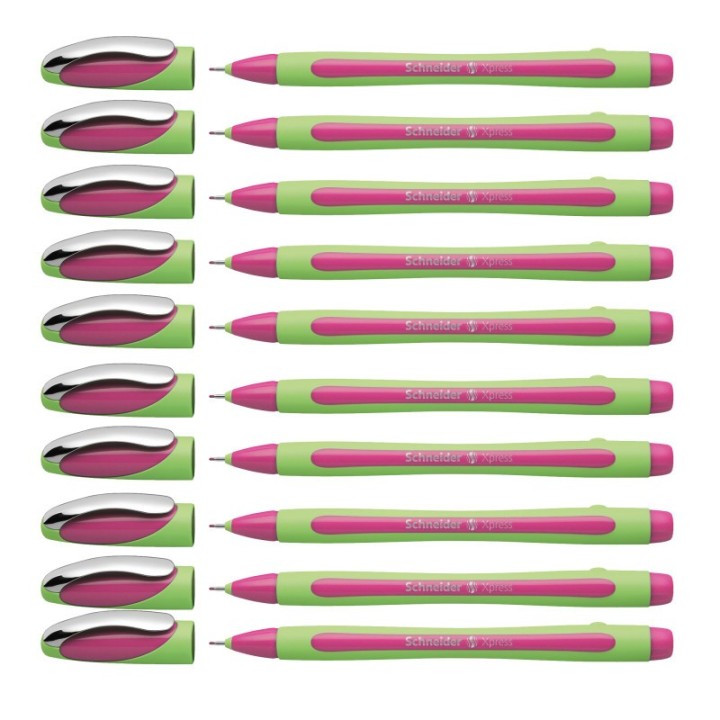 Schneider® Xpress Fineliner Pen, Fiber Tip, 0.8 mm, Pink, Pack of 10