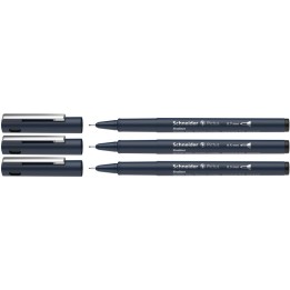Schneider® Pictus Fineliners, Wallet, 3 Pieces, Black Ink, Assorted Sizes