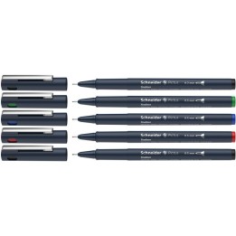 Schneider® Pictus Fineliners, Wallet, 5 Pieces, Assorted Colors and Sizes