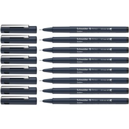 Schneider® Pictus Fineliners, Wallet, 8 Pieces, Black Ink, Assorted Sizes