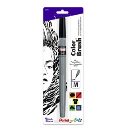 Pentel Arts Color Brush with Pigment Ink, Medium Tip, Black, 1-Pack
