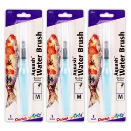 Pentel Arts Aquash Water Brush, Fine Point, Medium, Peggable Carded, Pack of 3