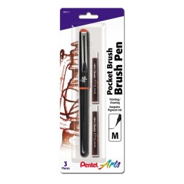 Pentel Arts Pocket Brush Pen with 2 Sanguine Refills