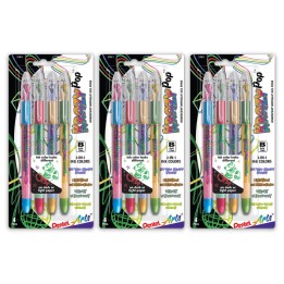 Pentel Arts Krazy Pop Iridescent Gel Pen, 1.0mm Bold line, Assorted Ink (XC/BD/CP/DG), 4 Per Set, 3 Sets