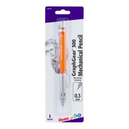Pentel Arts GraphGear 300 Mechanical Pencil, (0.3mm) Extra-fine line, Orange Barrel, 1 Count