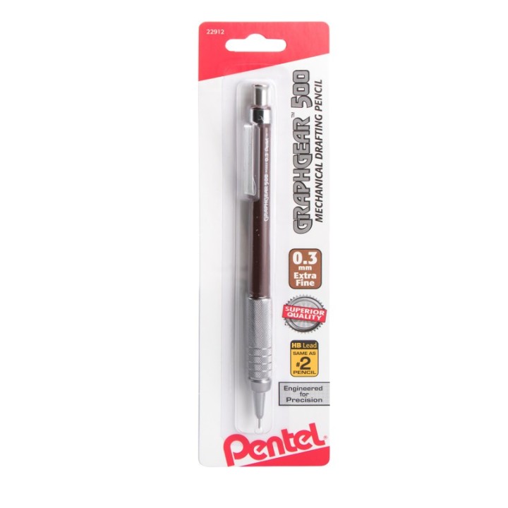 Pentel Arts GraphGear 500 Automatic Drafting Pencil (0.3mm), Brown Barrel , 1 Count