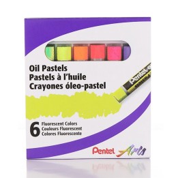 Pentel Arts Oil Pastels, Fluorescent, Pack of 6