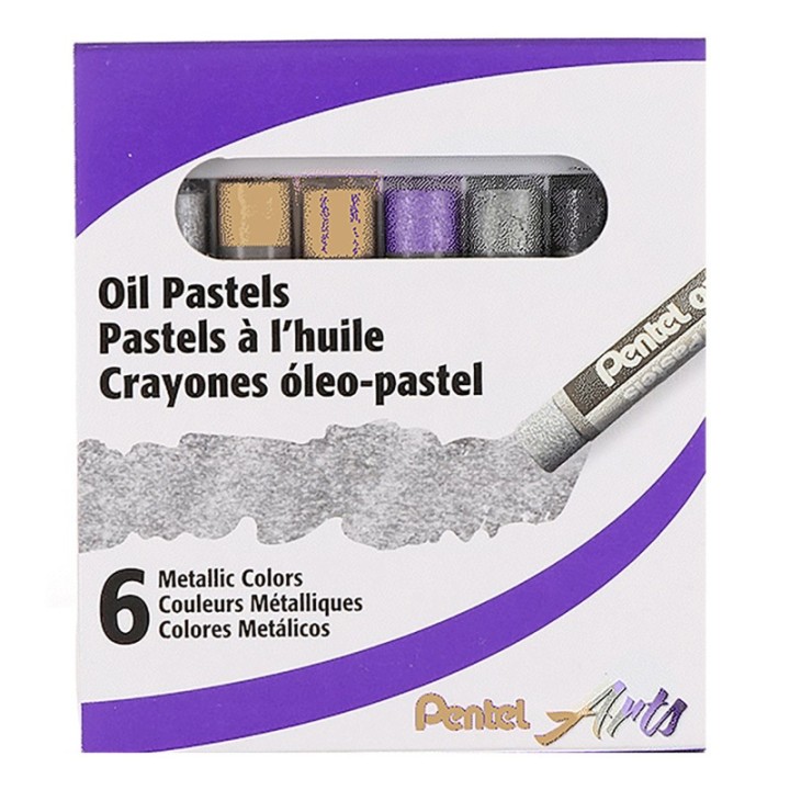 Pentel Arts Oil Pastels, Metallic, Pack of 6