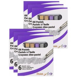 Pentel Arts Oil Pastels, Metallic, 6 Per Set, 6 Sets