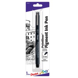 Pentel Arts Pointliner Pen, 0.1mm, Black Pigment Ink, 1-Pack