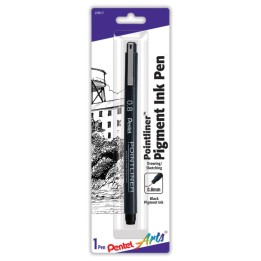 Pentel Arts Pointliner Pen, 0.8mm, Black Pigment Ink, 1-Pack