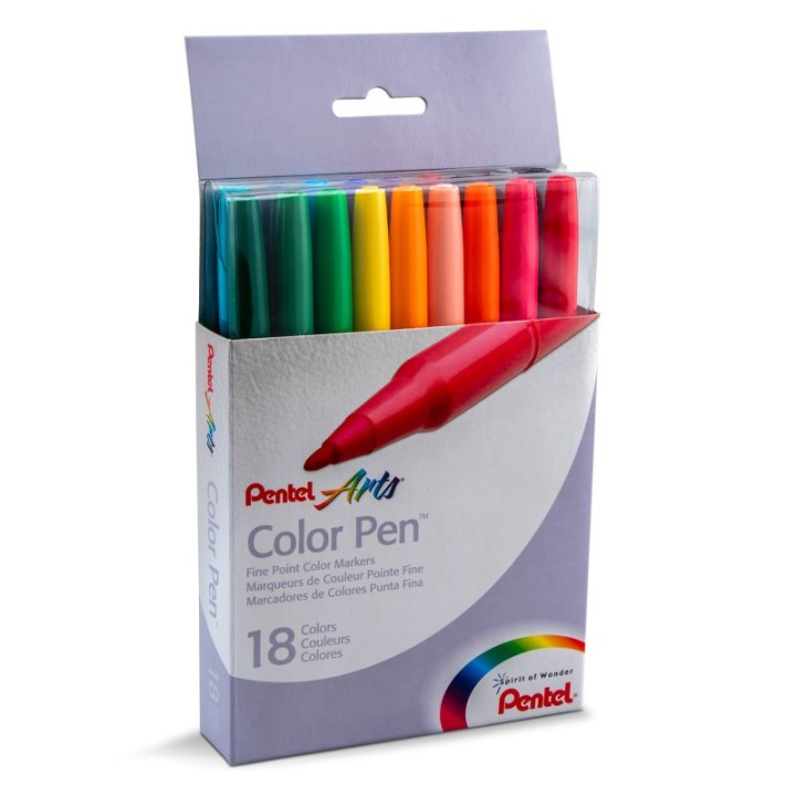 Pentel Arts Color Pen 18-Color Set