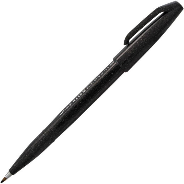 Pentel Arts Sign Pen Brush Tip, Black Ink, Pack of 12