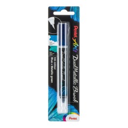 Pentel Arts DualMetallic Brush, Blue/Metallic Green Ink