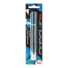 Pentel Arts DualMetallic Brush, Green/Metallic Blue Ink