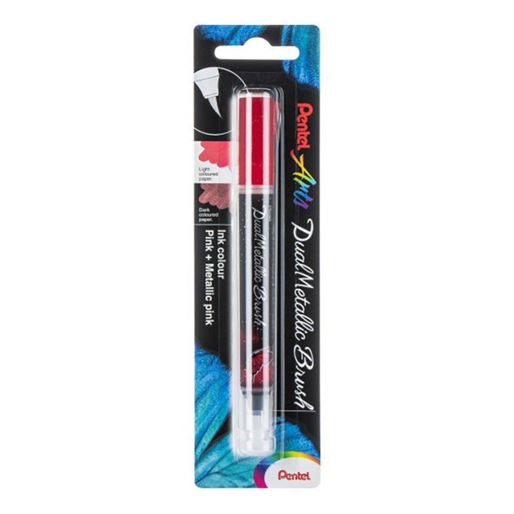 Pentel Arts DualMetallic Brush, Pink/Metallic Pink Ink