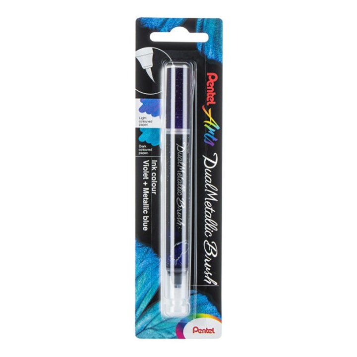 Pentel Arts DualMetallic Brush, Violet/Metallic Blue Ink