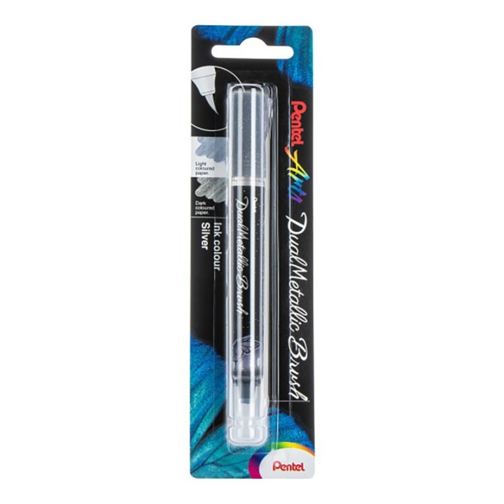 Pentel Arts DualMetallic Brush, Silver Ink