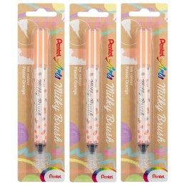 Pentel Arts Milky Brush Pen, Pale Orange Ink, Pack of 3