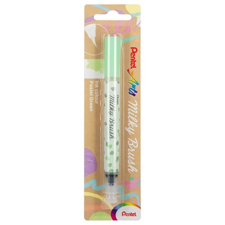 Pentel Arts Milky Brush Pen, Pastel Green Ink, 1-Pack