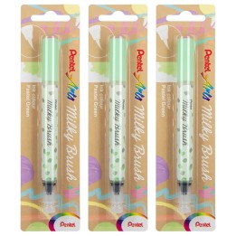 Pentel Arts Milky Brush Pen, Pastel Green Ink, Pack of 3