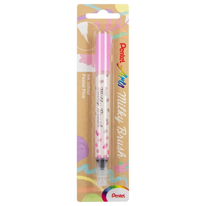 Pentel Arts Milky Brush Pen, Pastel Pink Ink, 1-Pack