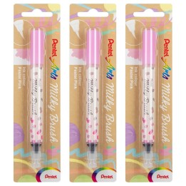 Pentel Arts Milky Brush Pen, Pastel Pink Ink, Pack of 3