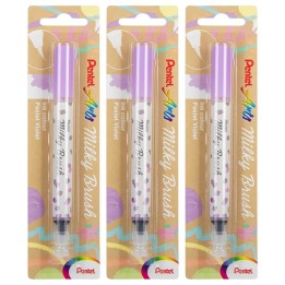 Pentel Arts Milky Brush Pen, Pastel Violet Ink, Pack of 3