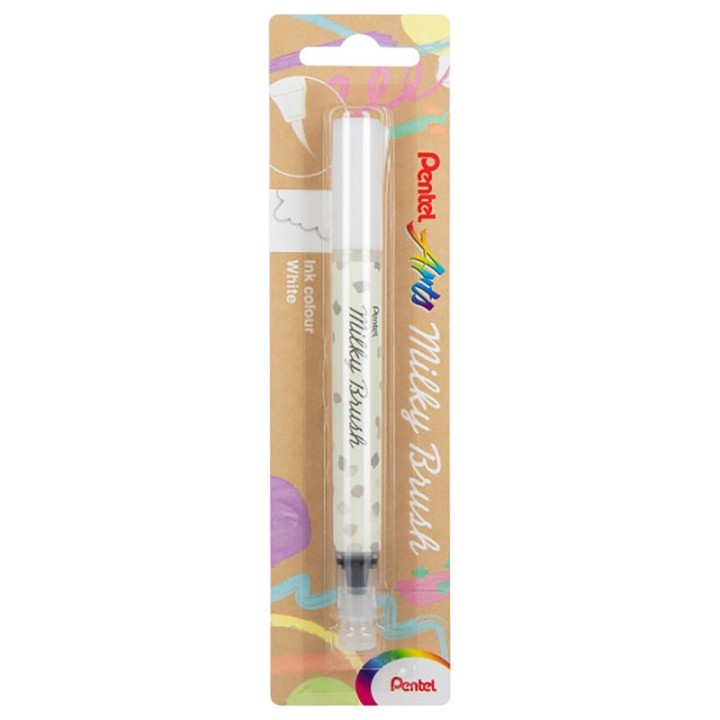 Pentel Arts Milky Brush Pen, White Ink, 1-Pack