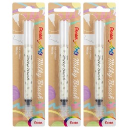 Pentel Arts Milky Brush Pen, White Ink, Pack of 3