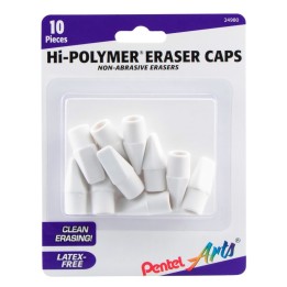 Pentel Arts Hi-Polymer White Cap Erasers, 10 Per Pack, 6 Packs