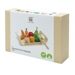 PlanToys Wooden Pretend Play Fruit and Vegetable Food Set