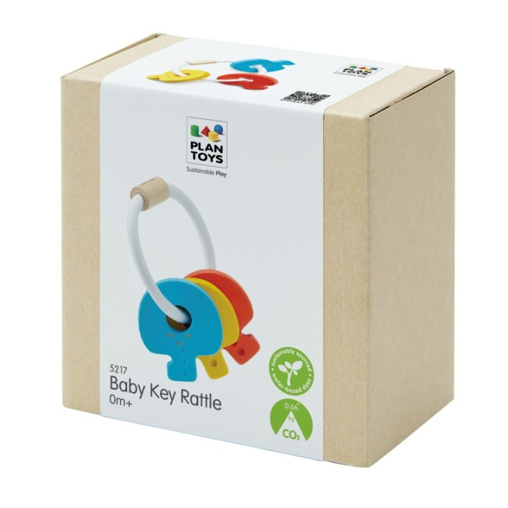 PlanToys Wooden Baby Key Rattle and Teether
