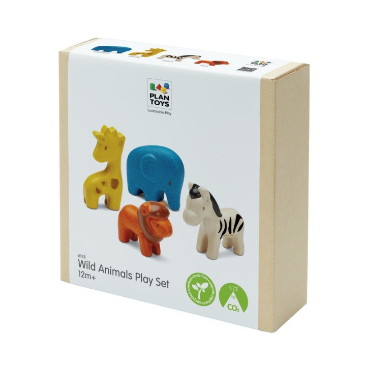 PlanToys Wooden Wild Animals Playset