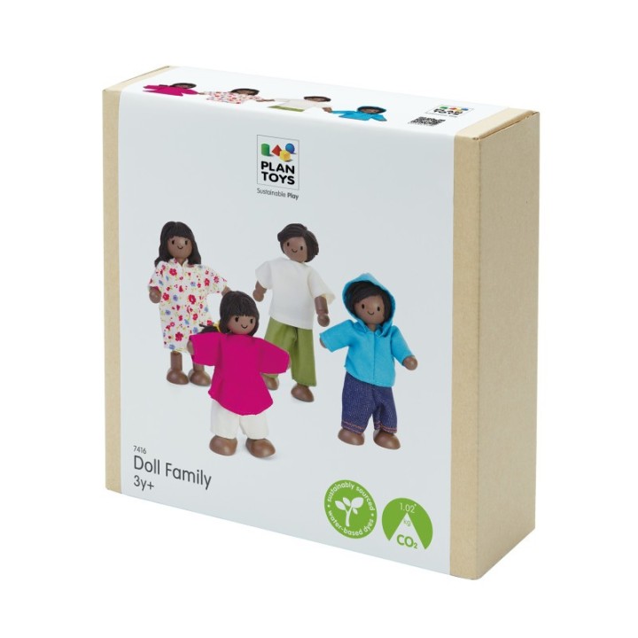 PlanToys Wooden Doll Family - Dark Skin Tone