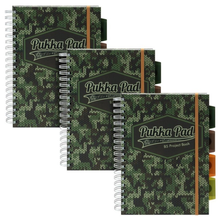 Pukka Pads Camo B5 Project Book - Pack 3