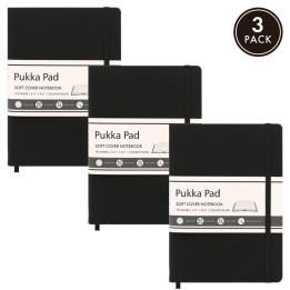 Pukka Pads Pukka Soft Cover A5 College Ruled - Black, Pack of 3